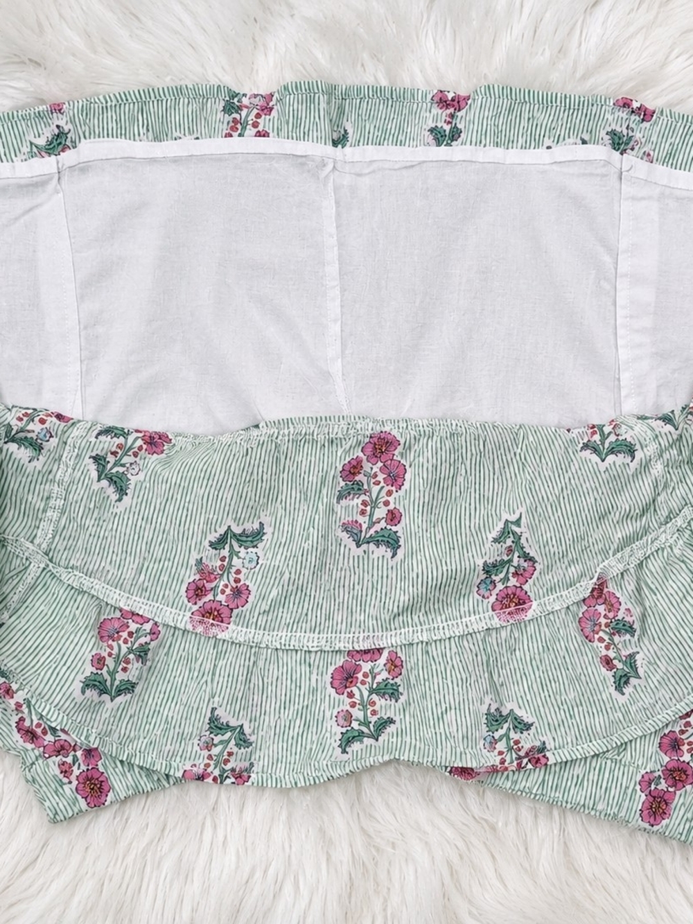 J. Crew Green Stripe Skirt with Pink Floral Print